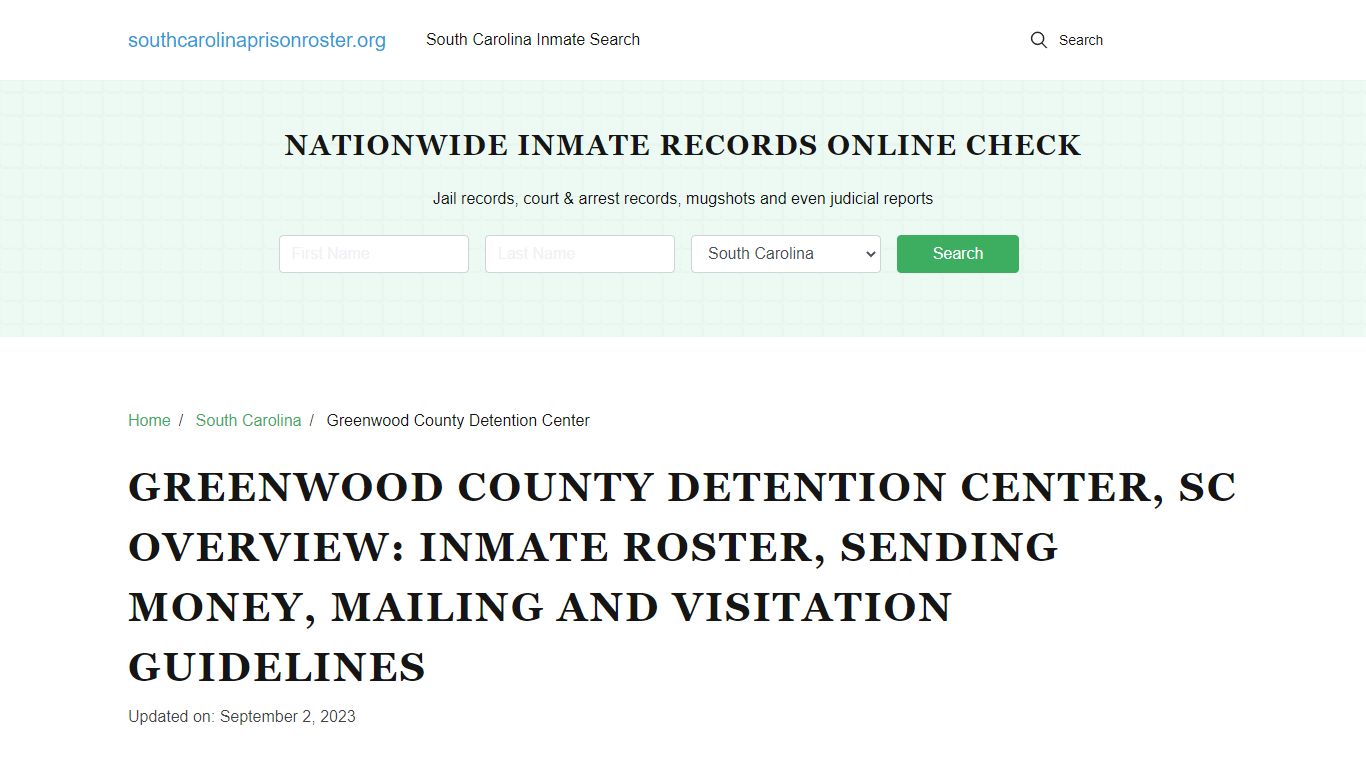 Greenwood County Detention Center, SC: Offender Search, Visitation ...