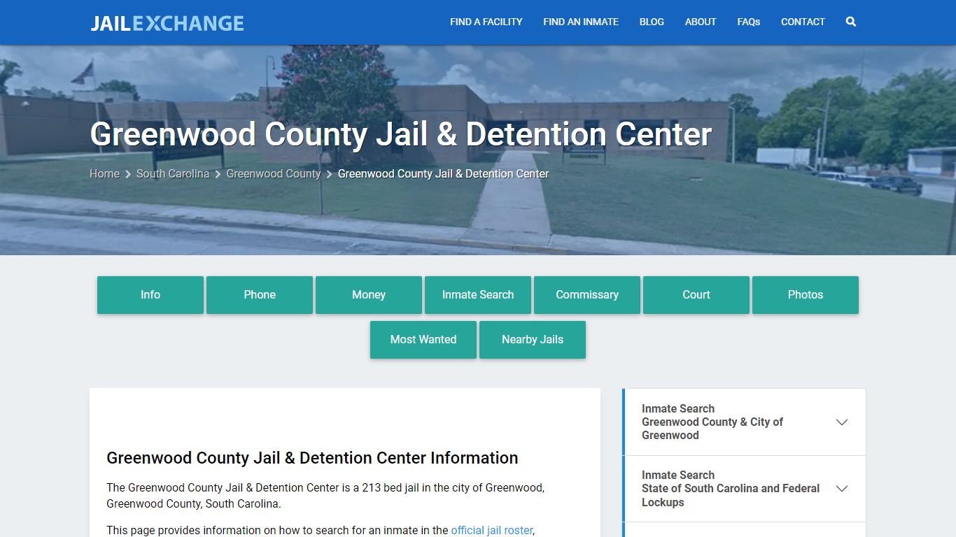Greenwood County Jail & Detention Center, SC Inmate Search, Information